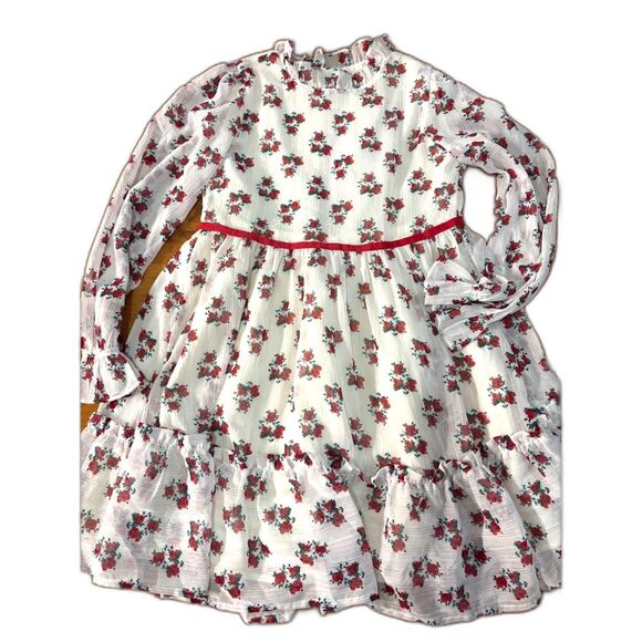 Janie and Jack Dress Cream and Sugar Rose Holiday Frills Christmas Size 10 Girls - Picture 2 of 5